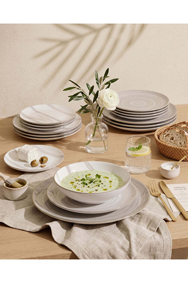 Grey Geomatric Dinner Set (12 Piece)