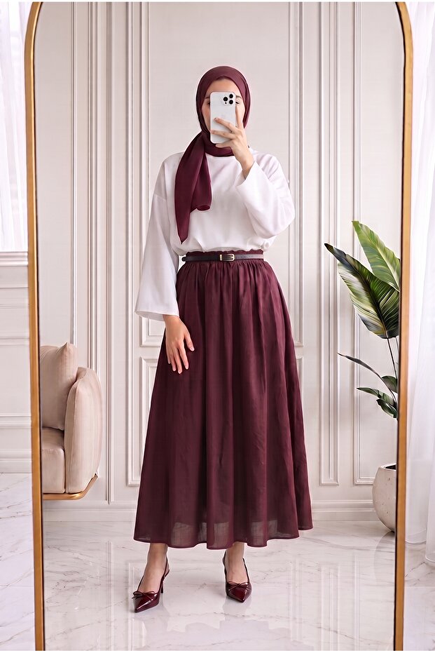 Zerbeste Lined Voile Skirt-As3065 Burgundy