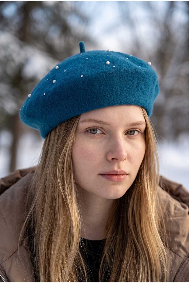 Women's Painter Angora Beanie with Pearl