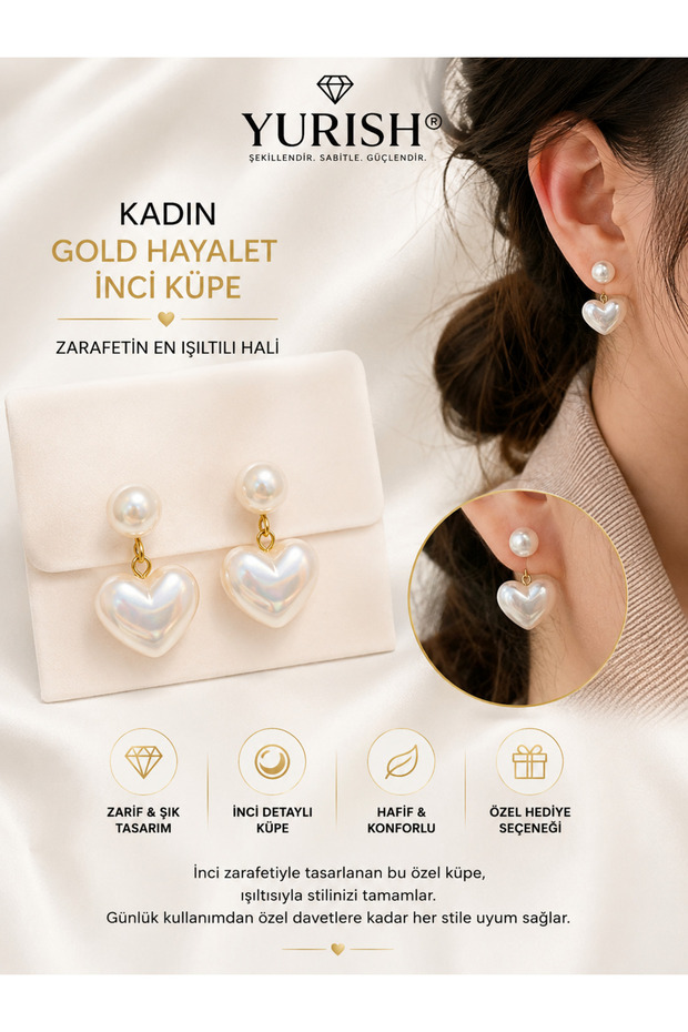 Women's Gold Ghost Pearl Earrings