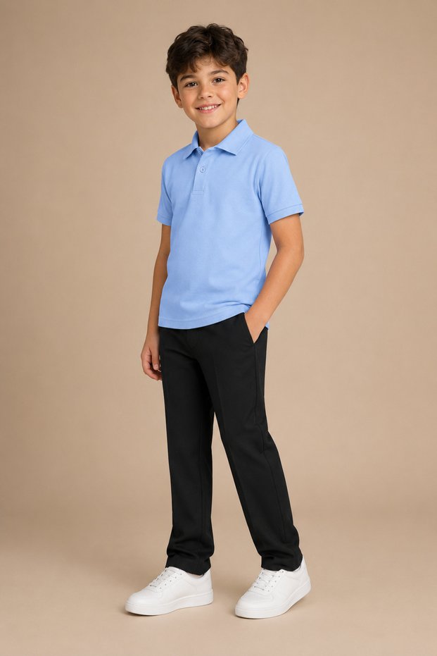 Children's Unisex Polo Collar Short Sleeve 100% Cotton Basic T-Shirt Casual Top Wear 2-14 Years