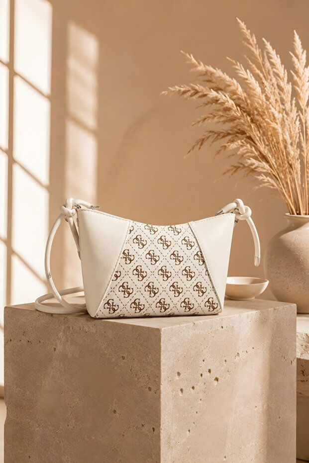 White Monogram Patterned Mini Shoulder Bag