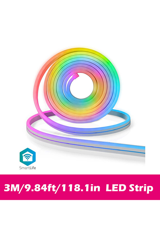 أضواء حبل نيون RGBIC من 3M، أضواء شريطية LED ديناميكية USB من TUYA بطول 5 أمتار/16.4 قدم WS2812B