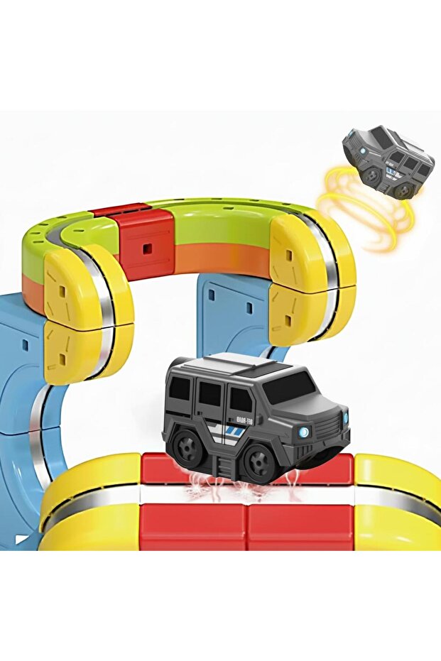 A Electric Magnetic Car DIY Magic Railway Tracks High-Speed Off-road Vehicles Interactive Track Toy.