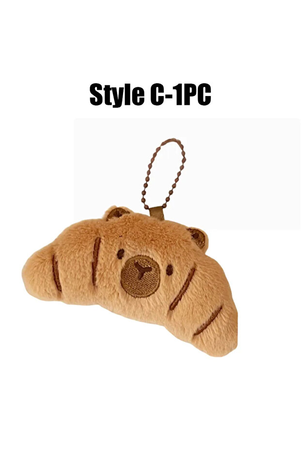 140331-Style C-1PC Cartoon Capybara Pendant Decoration Soft Plush Bread Key Chain Plush Stuffed Croi