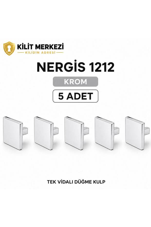Nergis 1212 5-Piece Furniture Cabinet Button Handle Single Screw