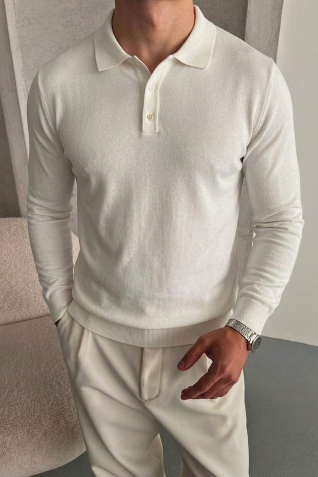 Men's Casual Loose Reglan White Sweater