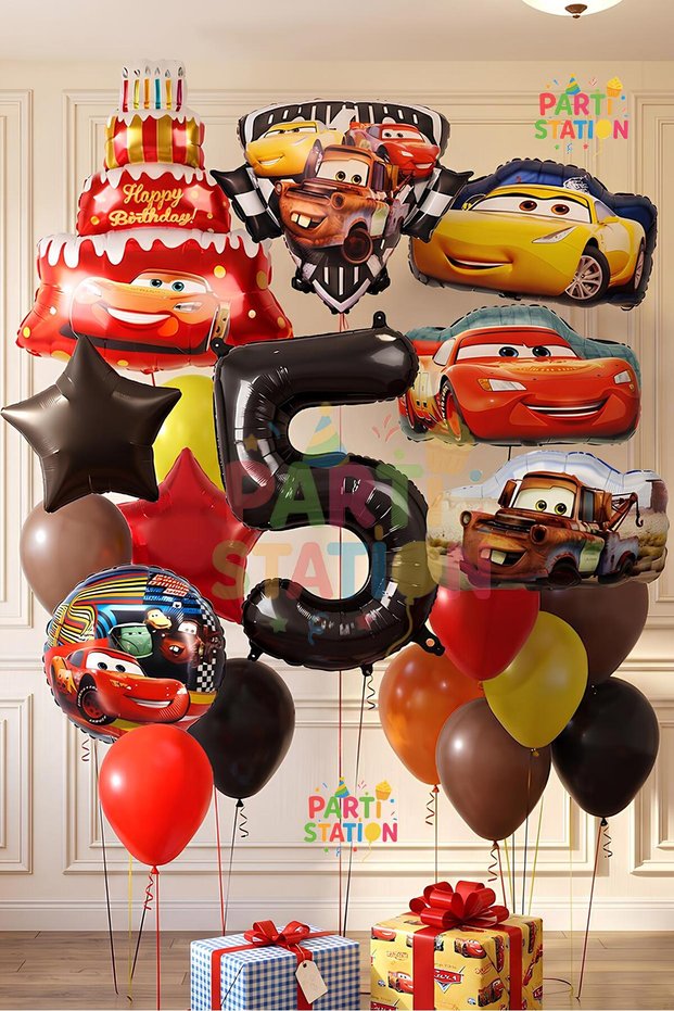 Cars Themed Cars Lightning Mcqueen Concept 5 Year Old Balloon Set 20 Pieces Full Set - Cars Mater Balloon & Cars Cruz Ramirez Balloon Birthday Set