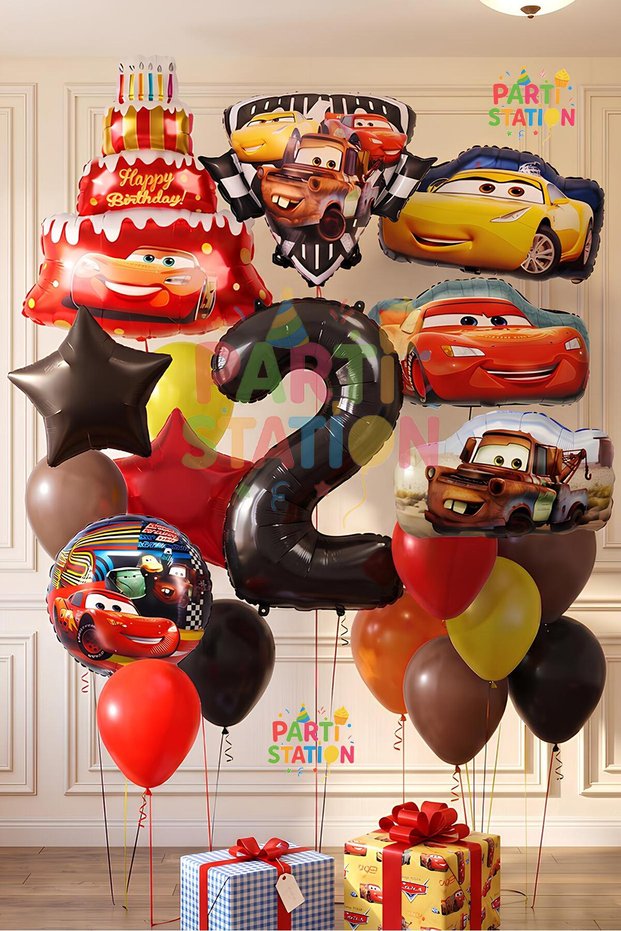 Cars Themed Cars Lightning Mcqueen Concept 2 Year Old Balloon Set 20 Pieces Full Set - Cars Mater Balloon & Cars Cruz Ramirez Balloon Birthday Set