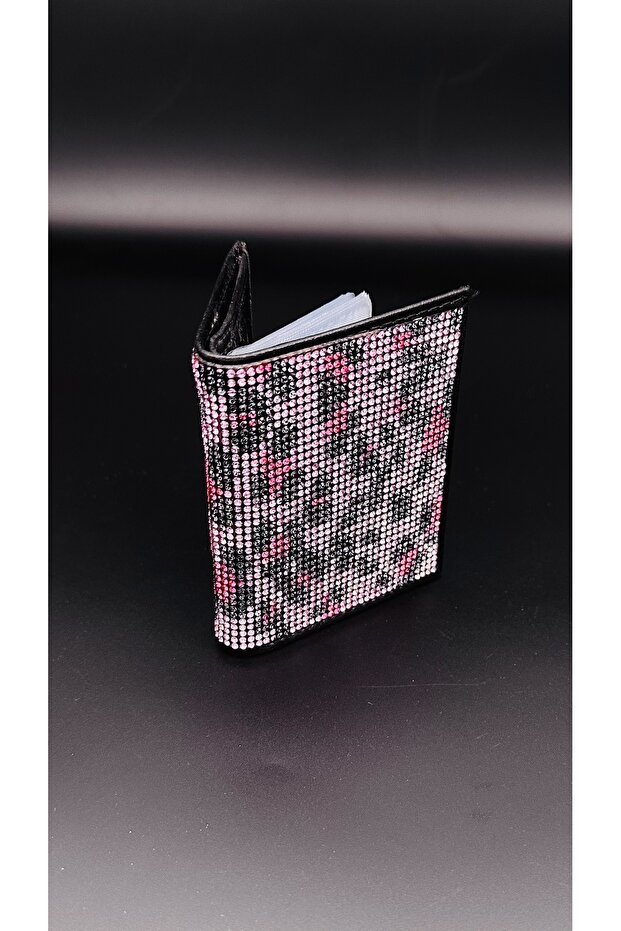 Stoned Leopard Red Pattern Card Holder Wallet