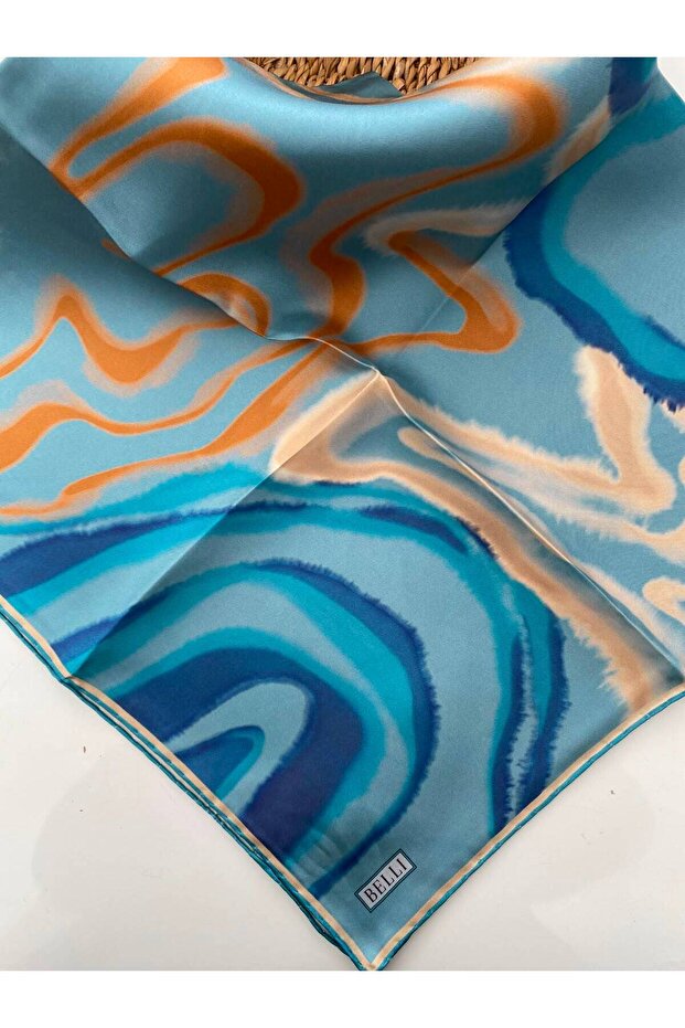 Wavy Pattern Twill Silk Scarf