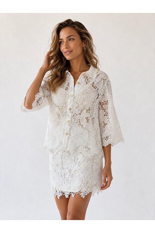 White Shirt Skirt Set