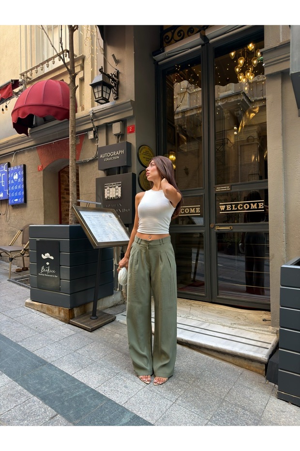 Women's High Waist Palazzo Pants Draped Modal Fabric