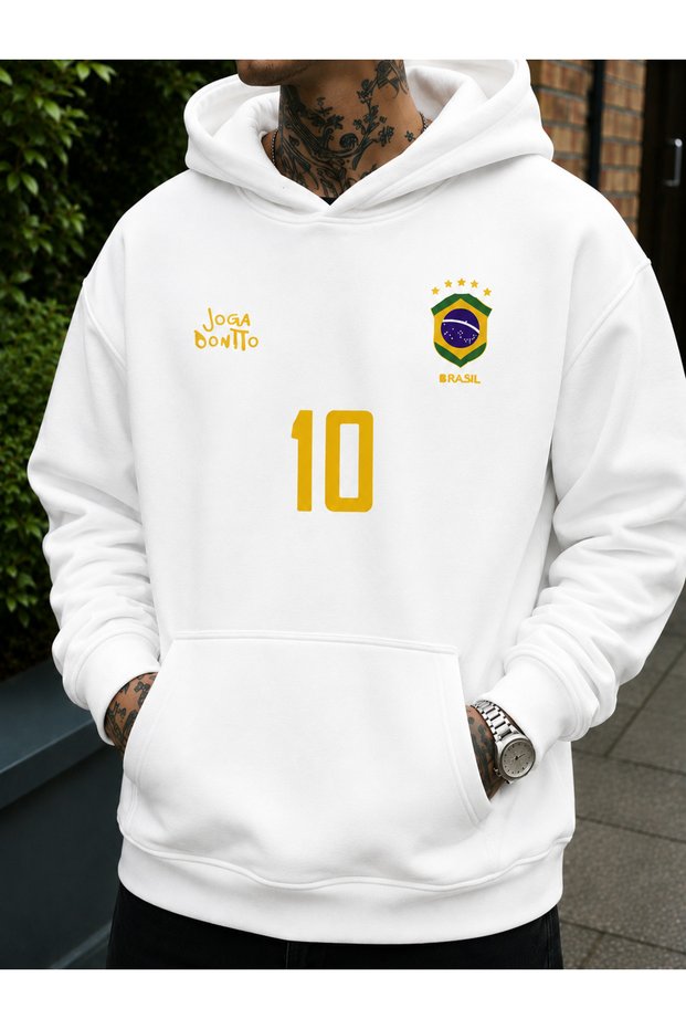 Unisex Men/Women Brasil Colorful Custom Printed Cotton Oversize Hooded Sweatshirt