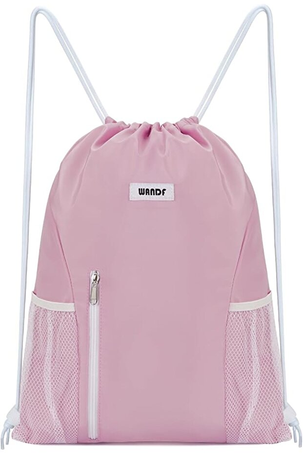 Wandve Drawstring Sports Backpack with Shoe Compartment, Waterproof Drawstring Backpack for Women and Men