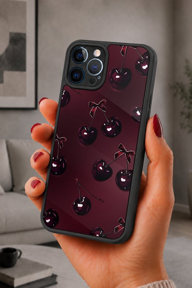 حافظة مقاومة للصدمات متوافقة مع هاتف iPhone 12 Pro Max بنمط DarkCherry مع حماية للكاميرا