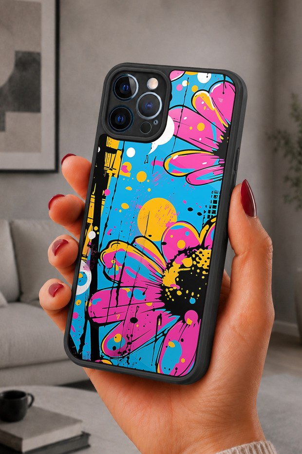 حافظة مقاومة للصدمات متوافقة مع هاتف iPhone 12 Pro Max مع حماية للكاميرا بنمط PopArt