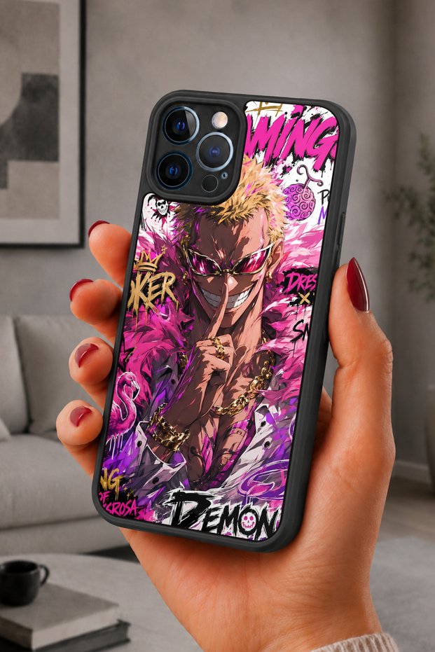 حافظة مقاومة للصدمات متوافقة مع هاتف iPhone 12 Pro Max مع حماية للكاميرا بنمط Doflamingo