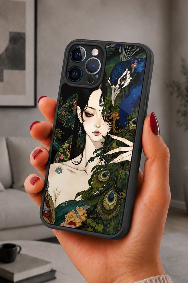 حافظة مقاومة للصدمات متوافقة مع هاتف iPhone 12 Pro Max مع حماية للكاميرا بنمط الطاووس