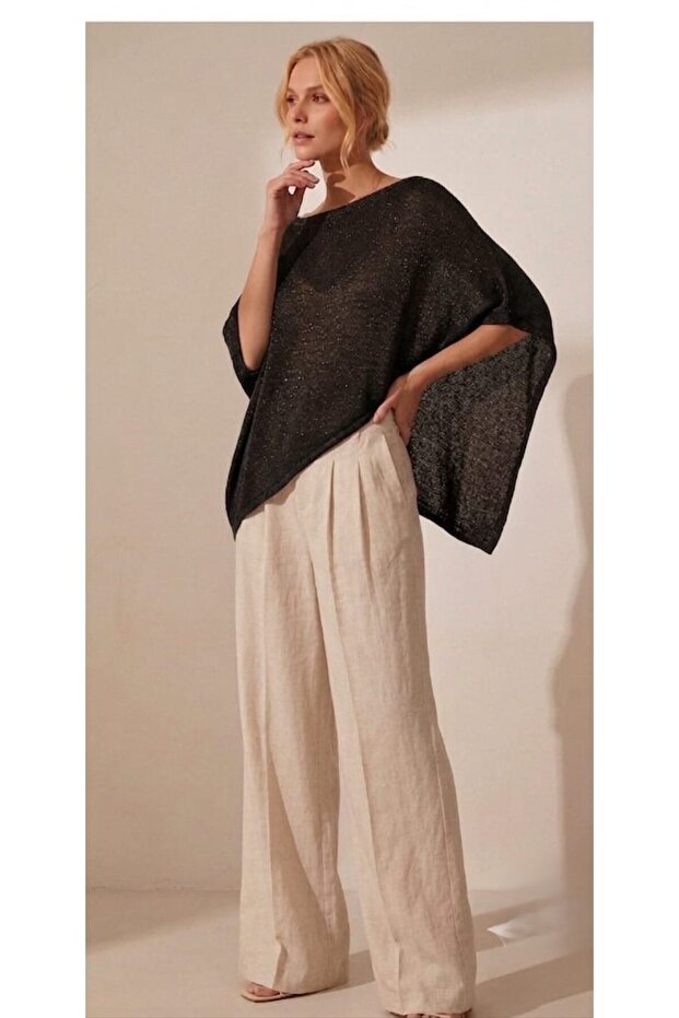 Silvery Summer Women's Asymmetric Transparent Knitwear Cape Shawl Poncho Top
