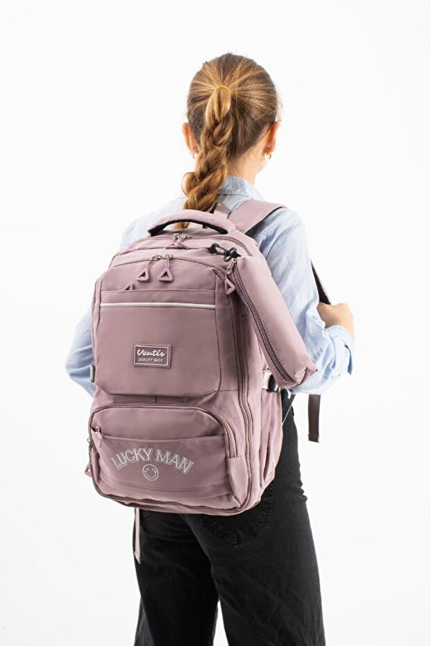Ventis Unisex Set School Bag with Pen Holder 2-Piece High School Middle School Backpack 43*30 cm Multi-Pocket Vnt7-G