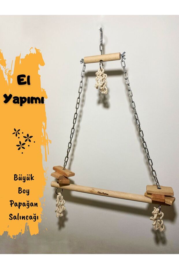 Large Size Wooden Swing with Chain for Jako Parrots