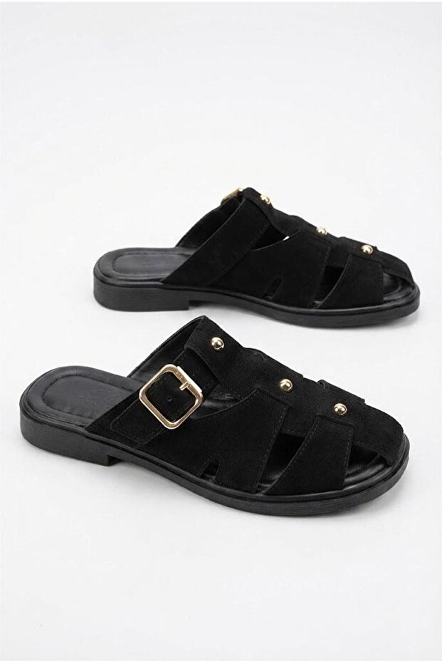 24-232 Stylish Comfortable Women's Slippers with Buckle Detail and Closed Front