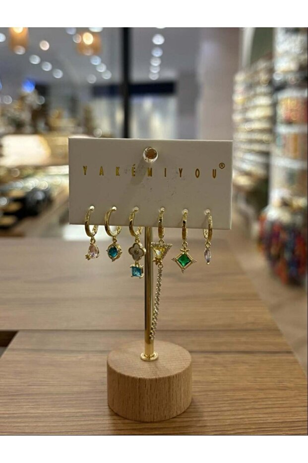 Colorful Stones Six-Piece Earrings