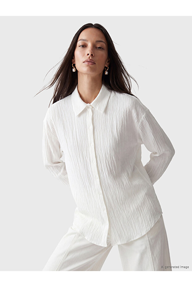 Lcw Everyday Textured Oversize Women's Shirt