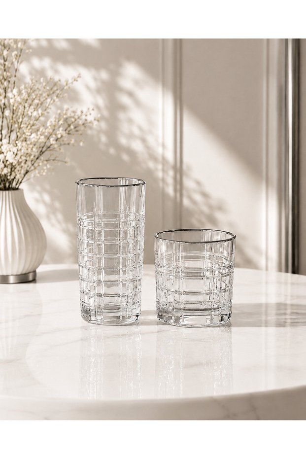 Set of 12 Betül Platinum Water and Soft Drink Glasses