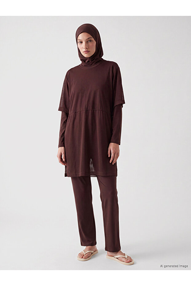 Lcw Dream Stand Collar Women's Hijab Swimsuit Set