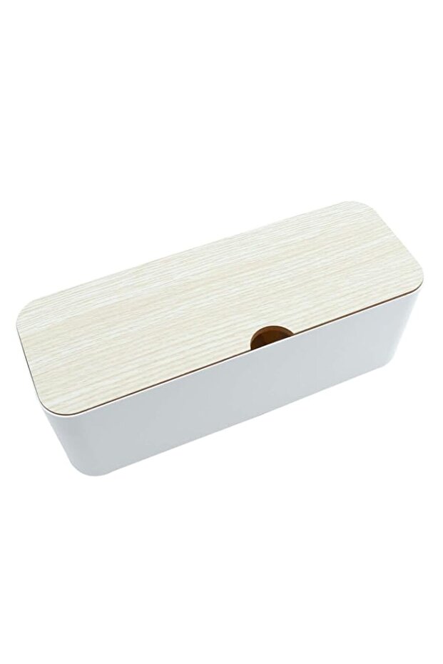 STOBOK 1Pc Power Cord Storage Box Household Plastic Creative Cable Management for Desktop Home Whit