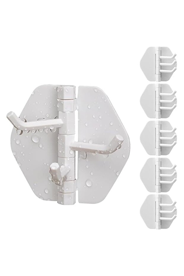 Tazweeq 6 Pcs Swivel Wall Hooks, 3 Arms Folding Hook Rack for Bathroom Kitchen Bedroom RV, Space-Sa