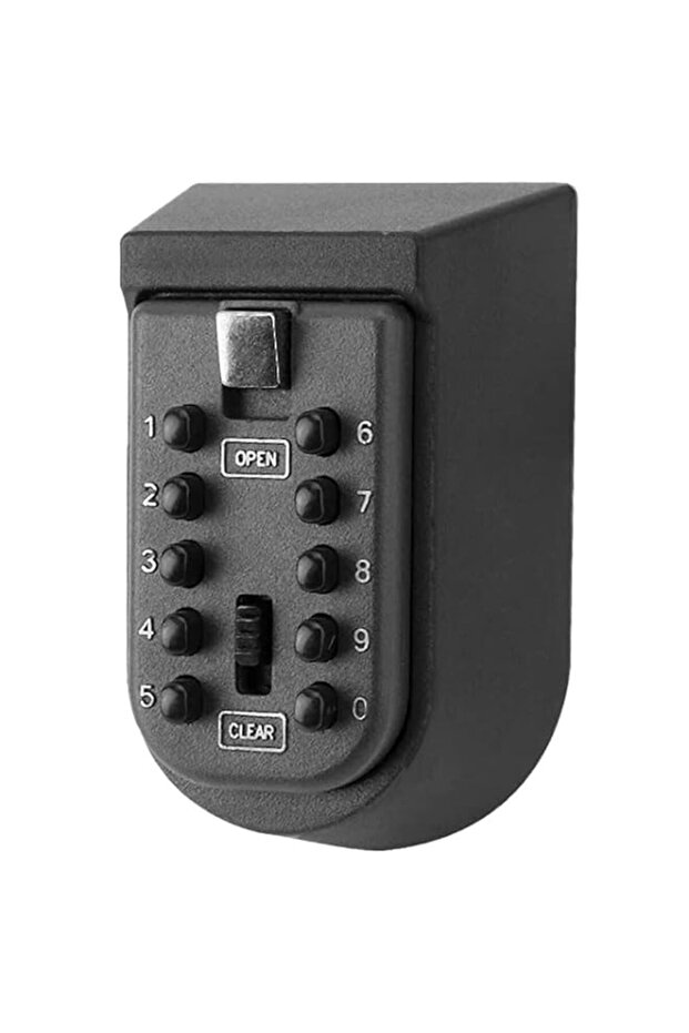 Key Lock Box with Combination Lock, Wall Mount Key Safe with 10-Digit Push Button Code, Outdoor and