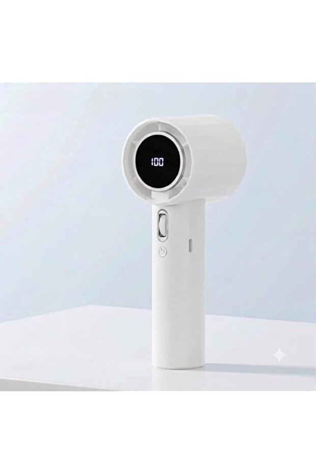 High-Speed Handheld Turbo Fan, Portable Mini Jet Fan with LED Digital Display (White)