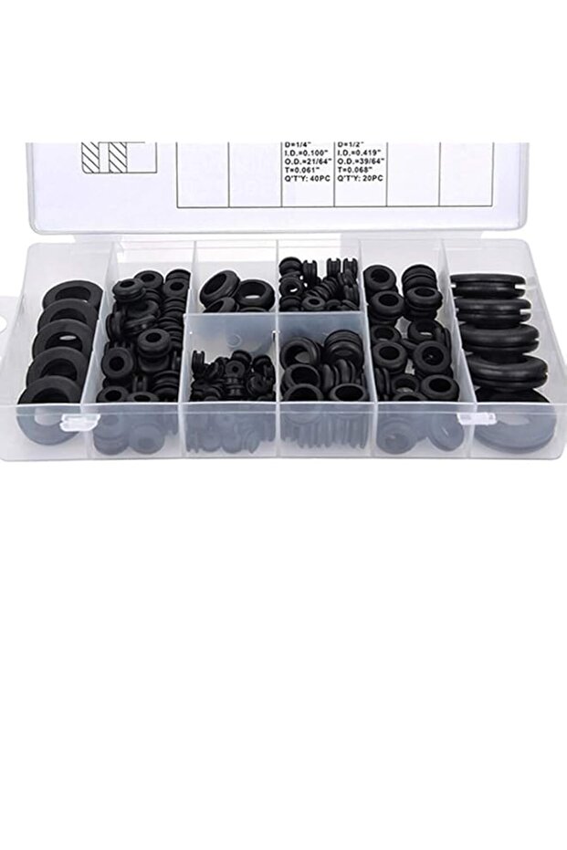 Bukela 180PCS Rubber Grommet Assortment Kit 8 Sizes Wire Protection for Automotive Drill Holes 1/4