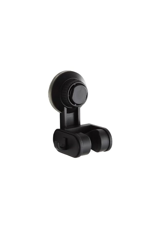 X spring Handheld Shower Head Holder, Suction Cup Adjustable Bracket, Removable Black Wall Mounted