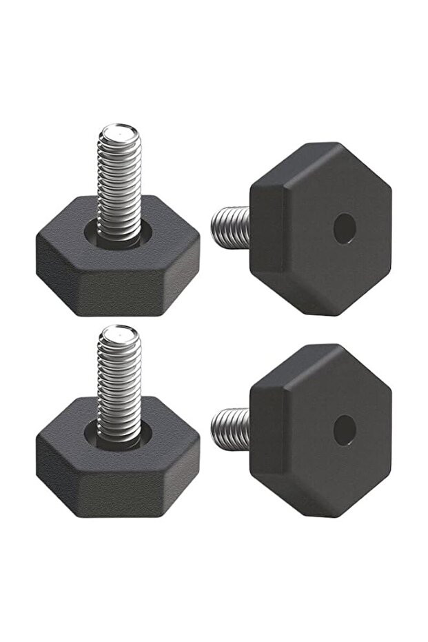 4Pcs Adjustable Furniture Feet, M8 x 25mm Threaded Hexagon Leveling Legs with Non-Slip Base, for Ch