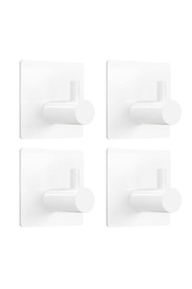 Adhesive Hooks Heavy Duty 22lb(Max) Wall Hooks, 4 Packs Self Adhesive Damage Free Towel Rack, Stain