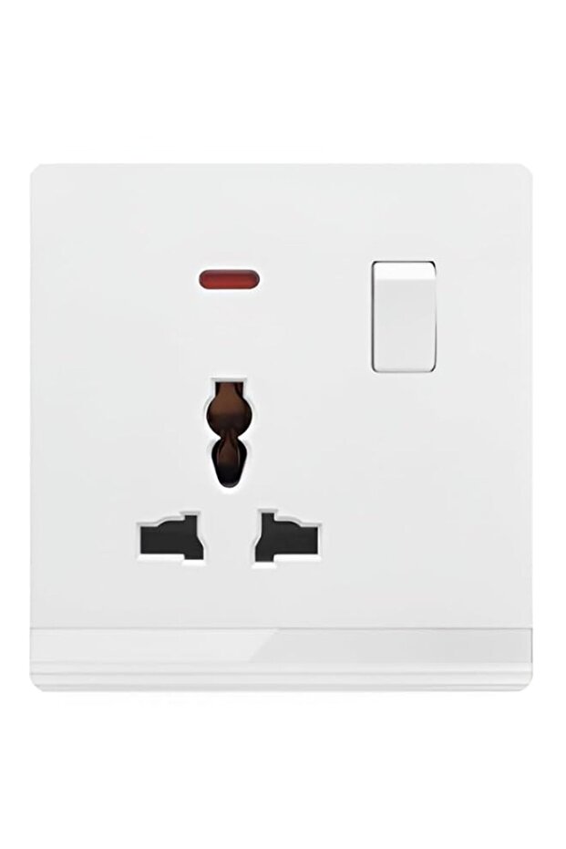 Switched Power Socket with Neon Indicator – UK Standard Wall Outlet, Single Gang, White Finish, Dur