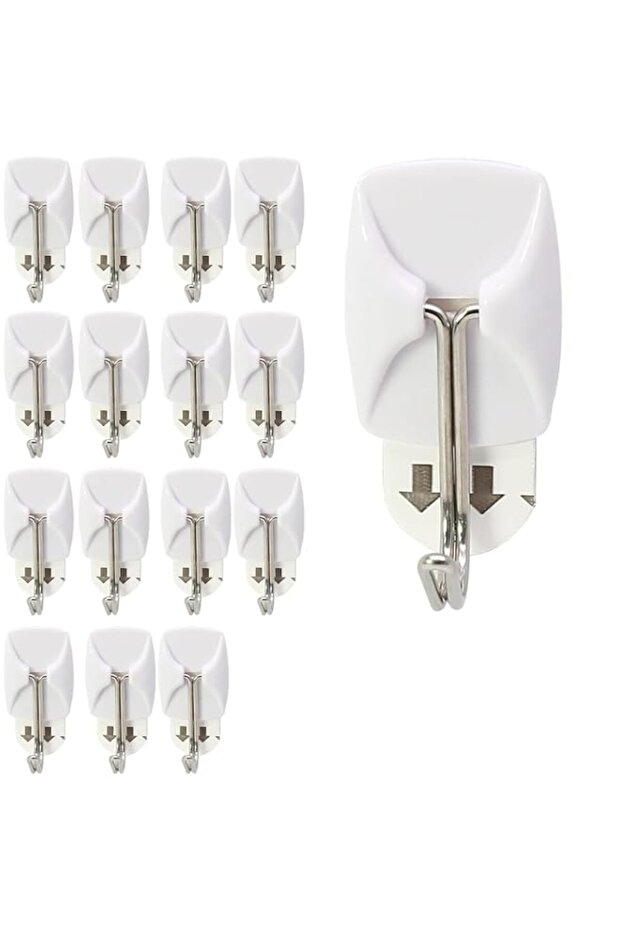 Small Adhesive Hooks for Hanging Decorations and Home Accessories, 15 Pack Utility Wall Hooks with
