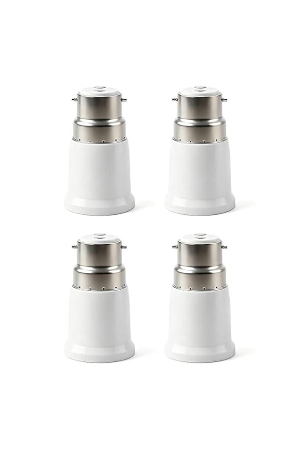 4Pcs B22 to E27 Socket Converter, Bayonet to Screw Bulb Adapter for LED CFL Halogen Bulbs, Fireproo