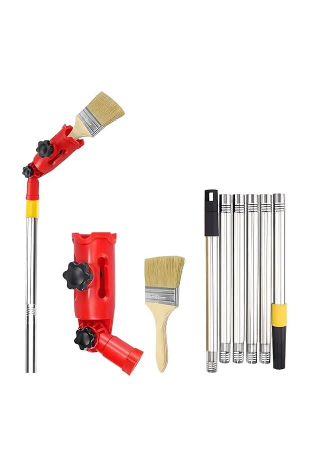 Paint Roller Extension Pole with 160° Adjustable Multi-Angle Paint Brush Holder, Extendable Paint B