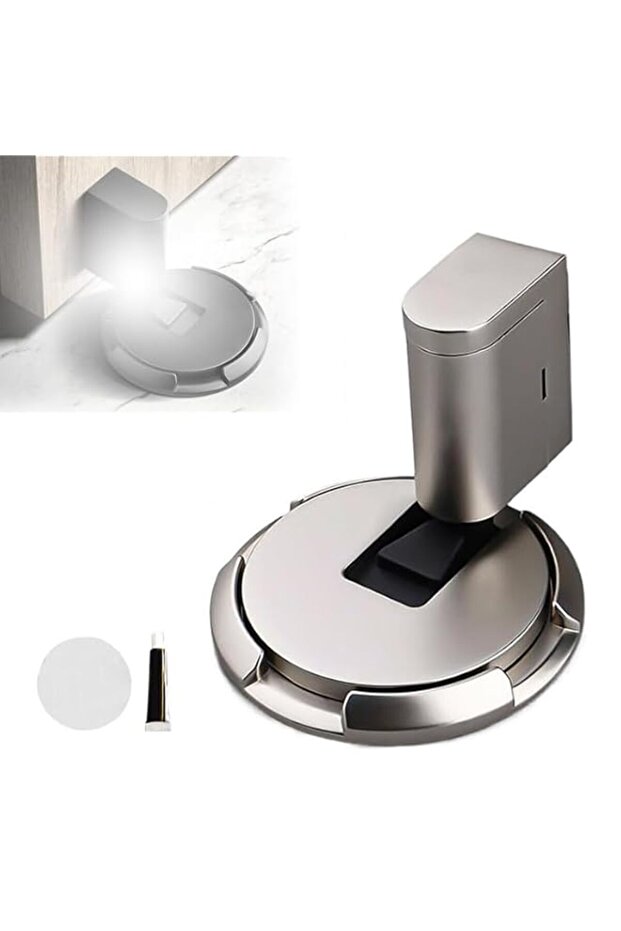 Mechanical Floor Door Stopper, Adjustable Height No Drilling Required, Punch-Free with 3M Adhesive,