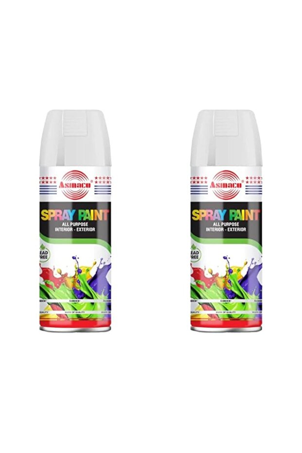Asmaco Spray Paint - Matt White - 400 Ml - Set of 02