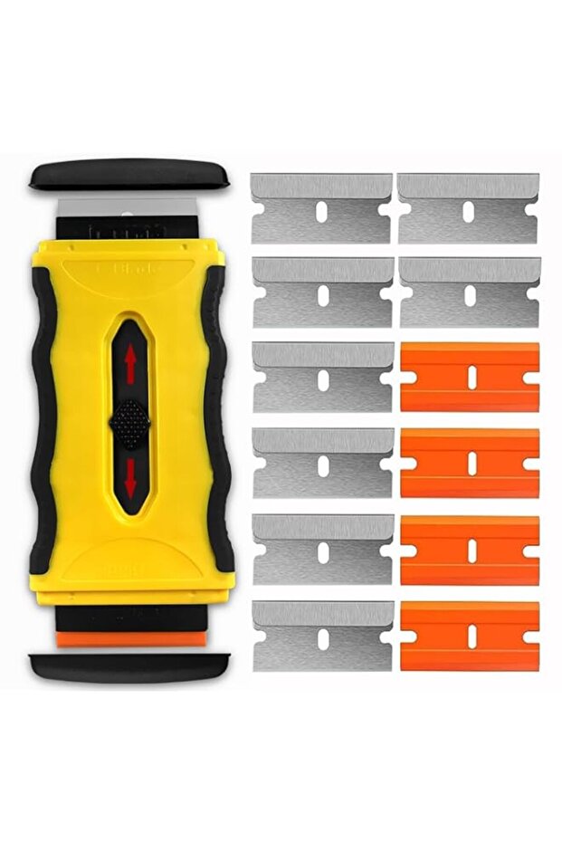 ELECDON Razor Blade Scraper Tool with 14Pcs Blades, Retractable Double Sided Scraper with Safety Ca