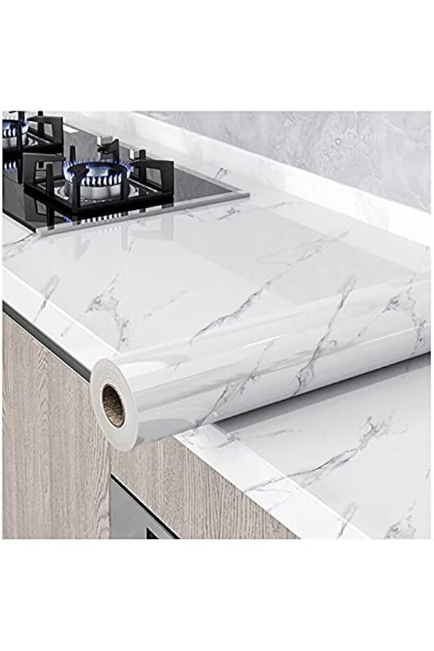 Glossy Marble Paper Granite Gray/White Wallpaper Peel and Stick Wallpaper Self Adhesive Removable W
