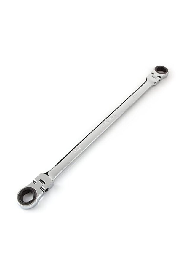TEKTON WRN77113 Extra Long Flex-Head Ratcheting Box End Wrench, 17 mm x 19 mm
