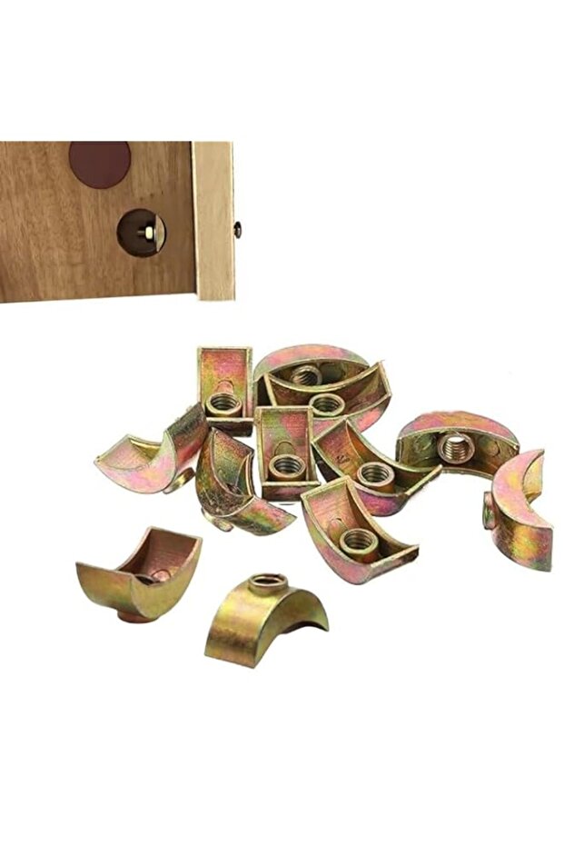 12pcs M6 Half Moon Nuts Washers,Spacer Washer, 6mm Hole Dia Bronze Tone Connector Nuts, Zinc Alloy