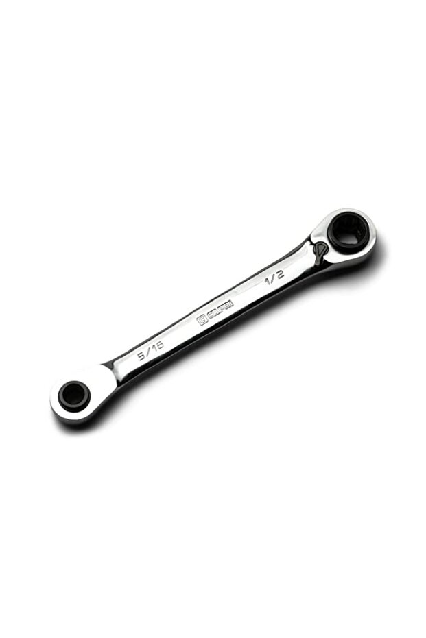 Capri Tools 4-in-1 120-Tooth Box End Reversible Ratcheting Wrench, 5/16, 3/8, 7/16, 1/2 in., SAE